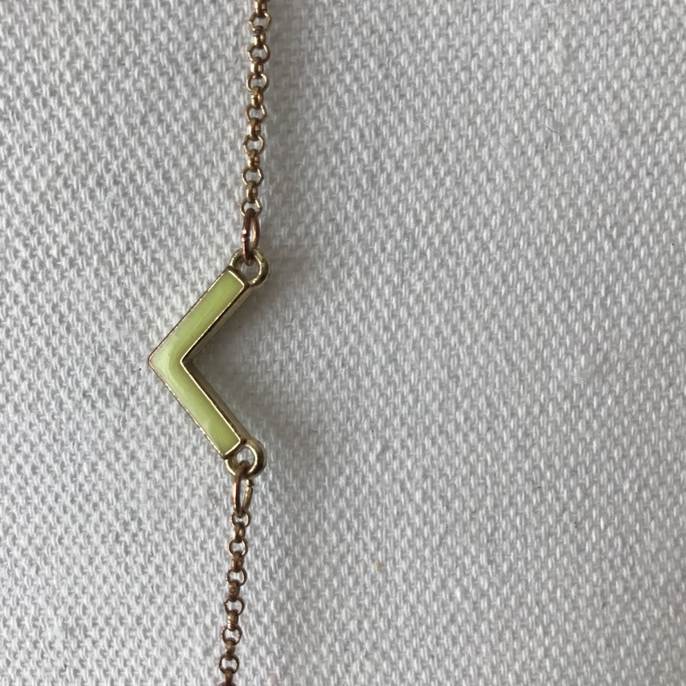 Vintage half chevron lime gold chain necklace